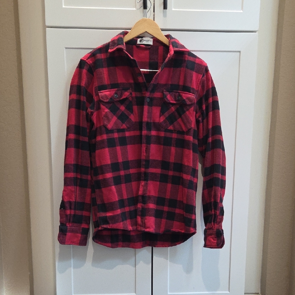Classic Red and Black Plaid Men's Shirt